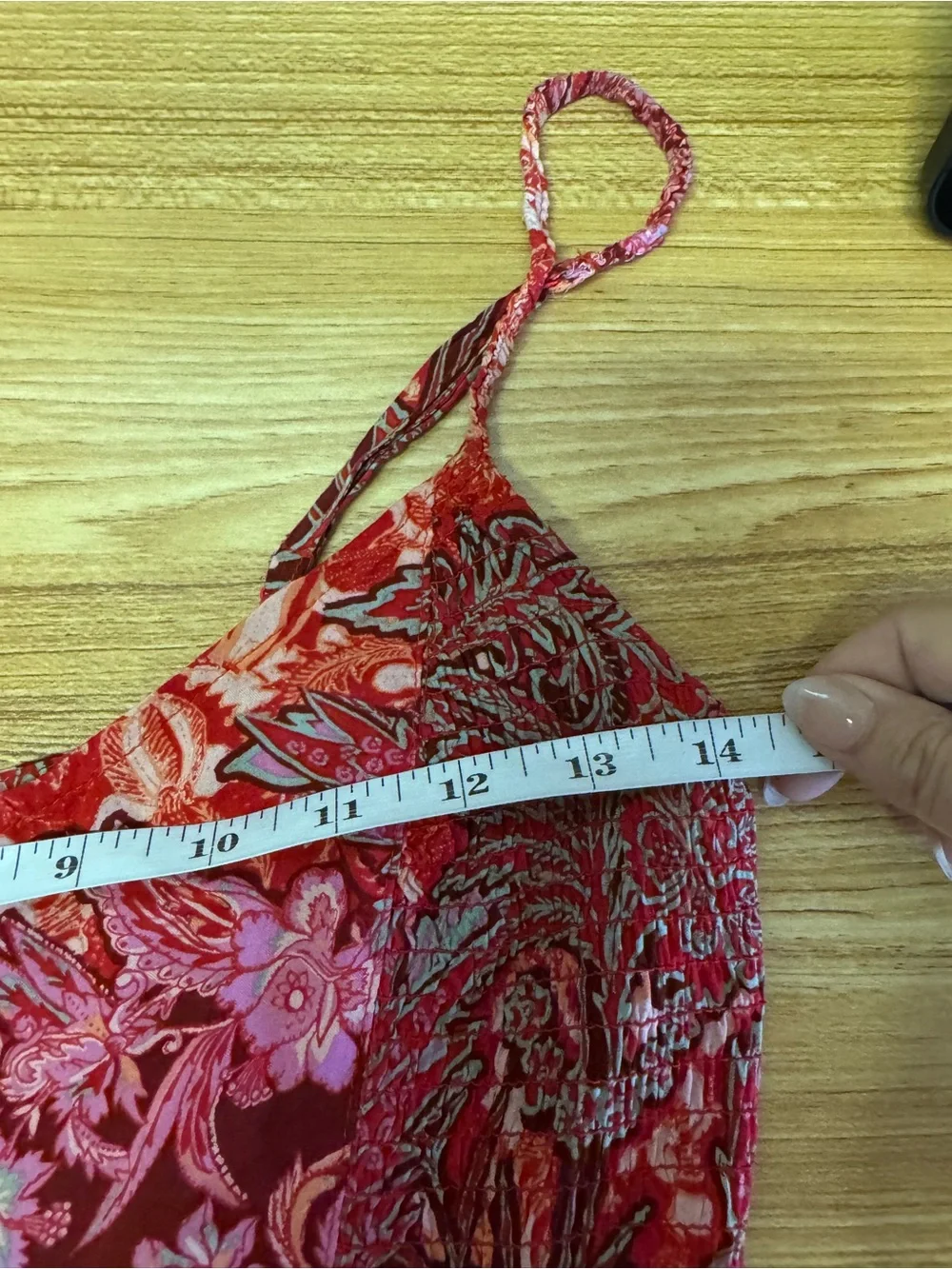Free People Forever Yours Smocked Slip Dress Red Floral Asymmetrical Resort XS